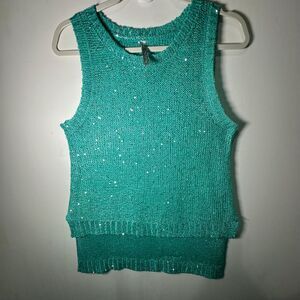 Women's ABSOLUTELY Turquoise/Teal Sequence Tank Top M